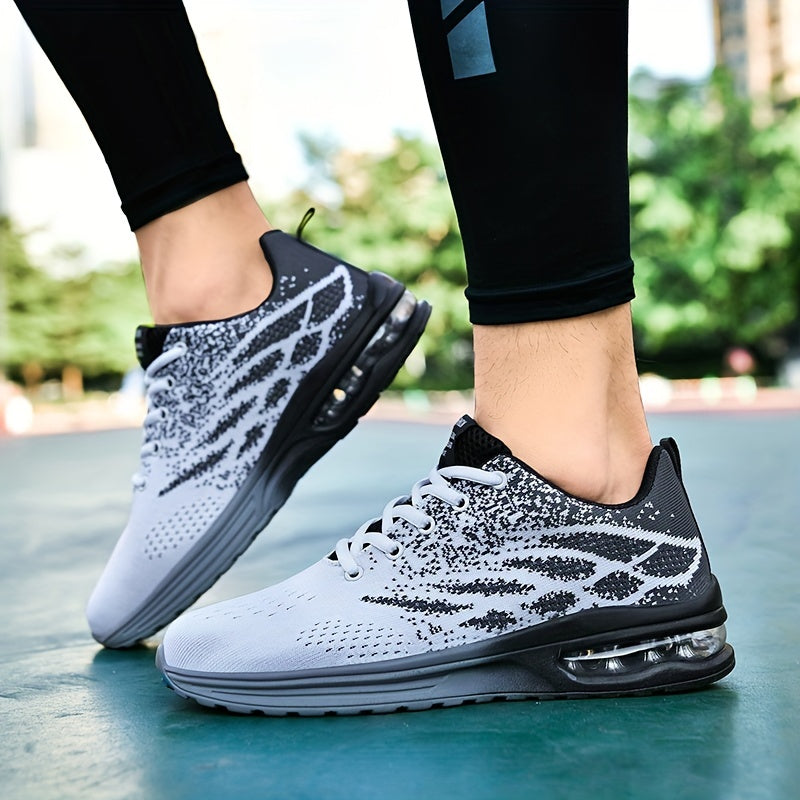 Lace-up Sneakers With Air Cushion, Athletic Shock-absorbing