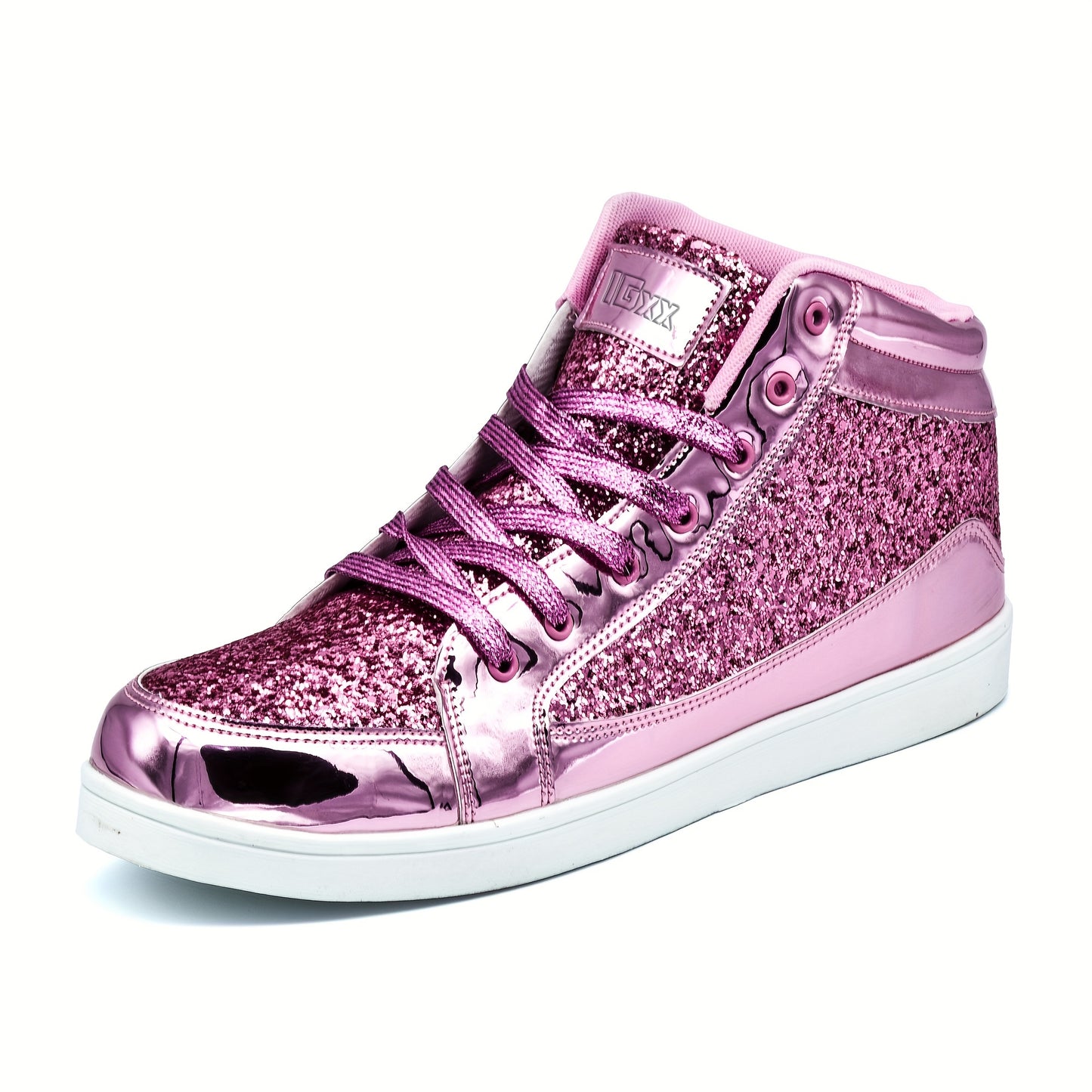 High Top Sequin Shoes, Shiny Casual Sneakers For Parties