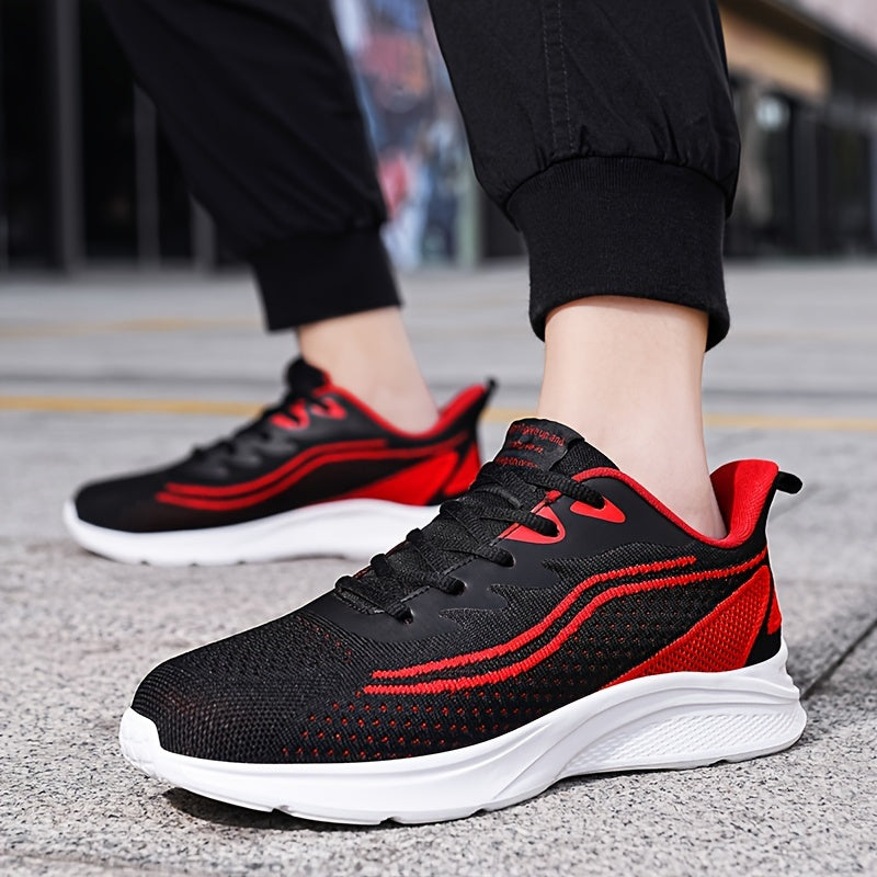 Trendy Woven Knit Breathable Running Shoes, Soft Sole