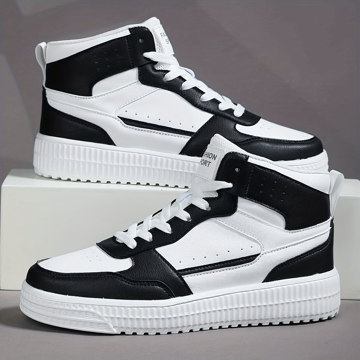 High Top Skate Shoes With Good Grip, Lace-up Sneakers