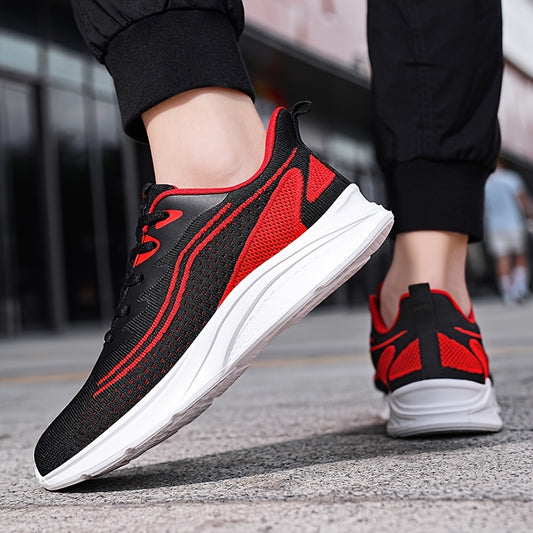 Trendy Woven Knit Breathable Running Shoes, Soft Sole